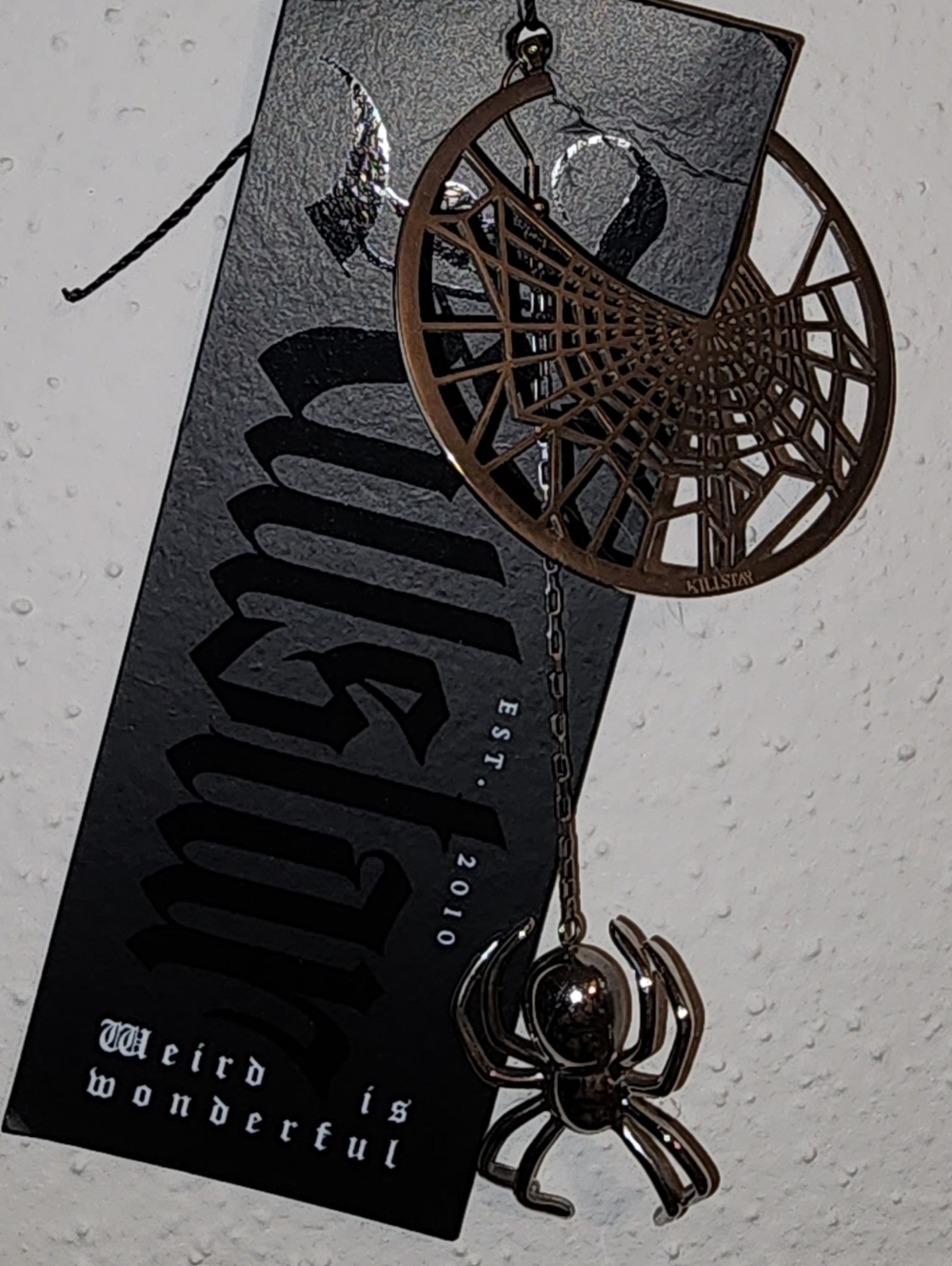 Statement Silver Spider and Web Drop Earrings - Women Jewelry - Picture 5 of 5
